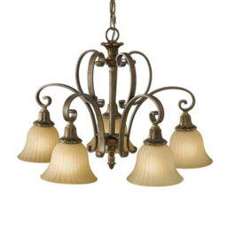 Luminosa Lighting Elstead Kelham Hall 5 Light Multi Arm Chandelier Bronze, Gold Finish, E27 - thumbnail 1