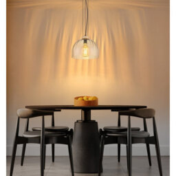 Luminosa Lighting Luminosa Swanson 30Cm Dome Pendant Ceiling Light Matt Black, Glass Amber Shade, E27 - thumbnail 2
