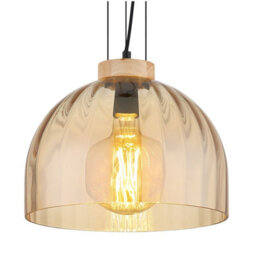 Luminosa Lighting Luminosa Swanson 30Cm Dome Pendant Ceiling Light Matt Black, Glass Amber Shade, E27 - thumbnail 4