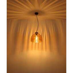 Luminosa Lighting Luminosa Swanson 30Cm Dome Pendant Ceiling Light Matt Black, Glass Amber Shade, E27 - thumbnail 5