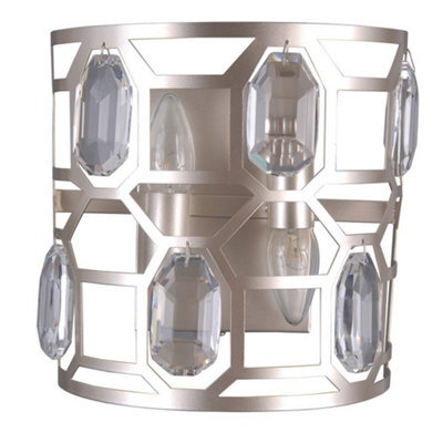 Luminosa Lighting Luminosa Modern Wall Lamp Champagne Silver 2 Light , E14 - image 1