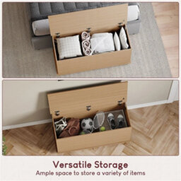 Storage Ottoman Chest Toy Chest Pine Bedding Blanket Box Large Wooden - thumbnail 6