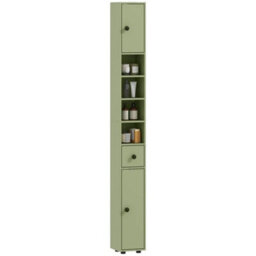 Tall Bathroom Cabinet Narrow Storage Unit Shelving Drawer Cupboard - thumbnail 1