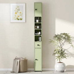 Tall Bathroom Cabinet Narrow Storage Unit Shelving Drawer Cupboard - thumbnail 3