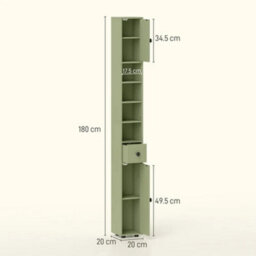 Tall Bathroom Cabinet Narrow Storage Unit Shelving Drawer Cupboard - thumbnail 2