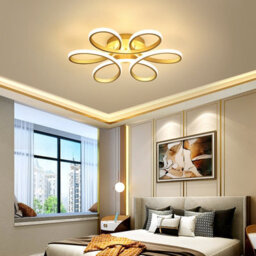 Darphe 52W Remote Control Dimmable Gold Led Semi-Flush Ceiling Light, Modern Petal Shaped Ceiling Light - thumbnail 3