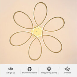 Darphe 52W Remote Control Dimmable Gold Led Semi-Flush Ceiling Light, Modern Petal Shaped Ceiling Light - thumbnail 6