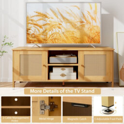 "Costway Boho Tv Stand For Tvs Up To 55"" Media Console Table W/ 2 Cabinets" - thumbnail 9
