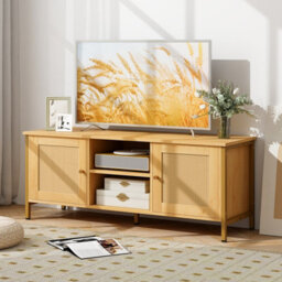 "Costway Boho Tv Stand For Tvs Up To 55"" Media Console Table W/ 2 Cabinets" - thumbnail 5