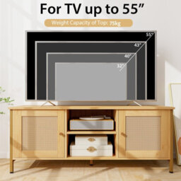 "Costway Boho Tv Stand For Tvs Up To 55"" Media Console Table W/ 2 Cabinets" - thumbnail 7