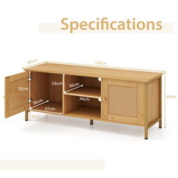 "Costway Boho Tv Stand For Tvs Up To 55"" Media Console Table W/ 2 Cabinets" - thumbnail 3
