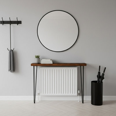 Toolty Rustic Handmade Console Table, Wall Mounted, 110Cm X 17.5Cm , Walnut, 101.5Cm Legs, Handcrafted Vintage Style - image 1