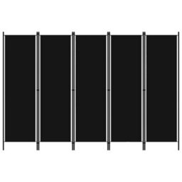 Berkfield Practical 5-Panel Room Divider Black 250X180 Cm - thumbnail 2