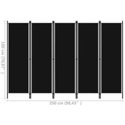 Berkfield Practical 5-Panel Room Divider Black 250X180 Cm - thumbnail 6