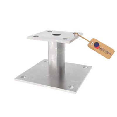 Gezu Impex Heavy Duty Hot Dip Galvanised Elevator Bolt Down Pergola Post Support - Pergola Base - 100 X 100 mm (Pack Of 8) - image 1