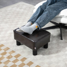 Homcom Chic Faux Leather Footstool Ottoman Cube With 4 Plastic Legs Brown - thumbnail 6