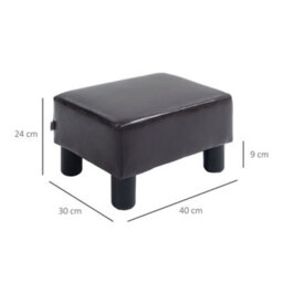 Homcom Chic Faux Leather Footstool Ottoman Cube With 4 Plastic Legs Brown - thumbnail 3