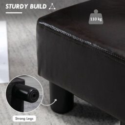 Homcom Chic Faux Leather Footstool Ottoman Cube With 4 Plastic Legs Brown - thumbnail 5