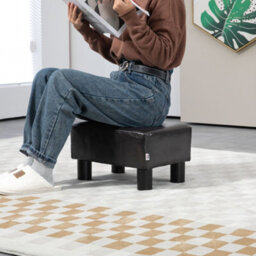 Homcom Chic Faux Leather Footstool Ottoman Cube With 4 Plastic Legs Brown - thumbnail 7