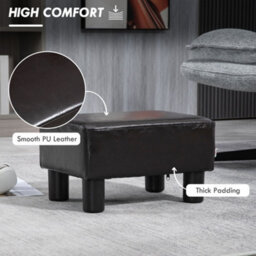 Homcom Chic Faux Leather Footstool Ottoman Cube With 4 Plastic Legs Brown - thumbnail 4