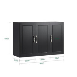 Sobuy Frg231-L-Sch, Bathroom Wall Cupboard Kitchen Wall Cabinet Bathroom Cabinet Mounted Storage Unit With 3 Door,black - thumbnail 3