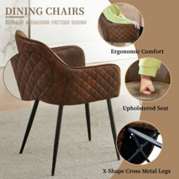 Sonara Dark Walnut Round Dining Table 100 Cm With 4 Faux Suede Chairs, 5-Piece Modern Dining Set - thumbnail 3
