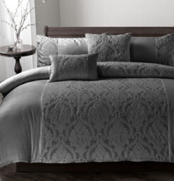 Homes & Linen Damask Jacquard Velvet Duvet Cover Set Elegant Soft Bedding With Pillowcases - thumbnail 1