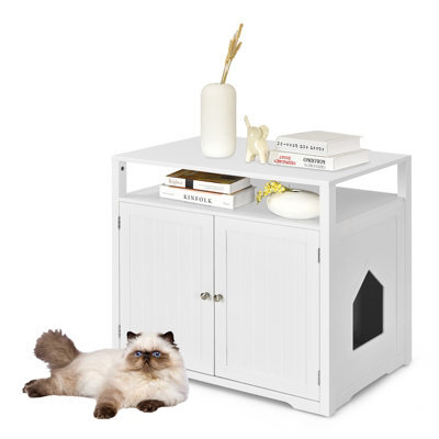 Costway Cat Litter Box Enclosure Hidden Cat Washroom W/ Adjustable & Removable Divider - image 1