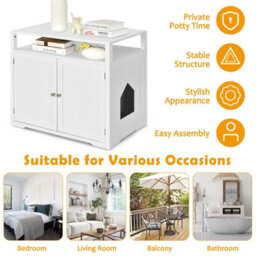 Costway Cat Litter Box Enclosure Hidden Cat Washroom W/ Adjustable & Removable Divider - thumbnail 5