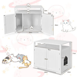 Costway Cat Litter Box Enclosure Hidden Cat Washroom W/ Adjustable & Removable Divider - thumbnail 2