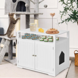 Costway Cat Litter Box Enclosure Hidden Cat Washroom W/ Adjustable & Removable Divider - thumbnail 3
