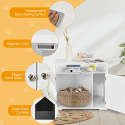 Costway Cat Litter Box Enclosure Hidden Cat Washroom W/ Adjustable & Removable Divider - thumbnail 9