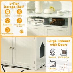 Costway Cat Litter Box Enclosure Hidden Cat Washroom W/ Adjustable & Removable Divider - thumbnail 8