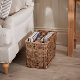 Dibor Vintage Wicker Tall Antique Wash Book Storage Basket Magazine Rack - thumbnail 3