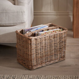 Dibor Vintage Wicker Tall Antique Wash Book Storage Basket Magazine Rack