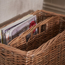 Dibor Vintage Wicker Tall Antique Wash Book Storage Basket Magazine Rack - thumbnail 4