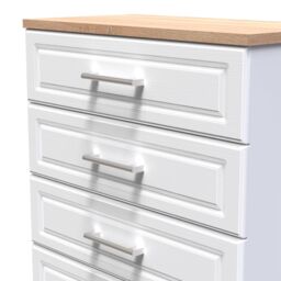 Sevilla Ready Assembled Matt White Light Oak Effect 5 Drawer Wide Chest (H)1075mm (W)765mm (D)415mm - thumbnail 5