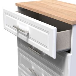 Sevilla Ready Assembled Matt White Light Oak Effect 5 Drawer Wide Chest (H)1075mm (W)765mm (D)415mm - thumbnail 6