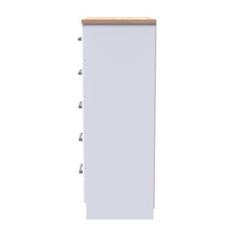 Sevilla Ready Assembled Matt White Light Oak Effect 5 Drawer Wide Chest (H)1075mm (W)765mm (D)415mm - thumbnail 7