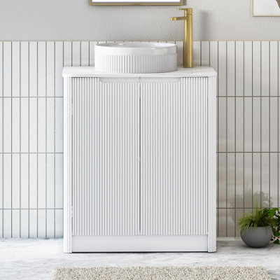 Royal Bathrooms Avenza 800mm Matt White Floor Standing Bathroom Vanity Unit 2 Door With Round Basin - image 1