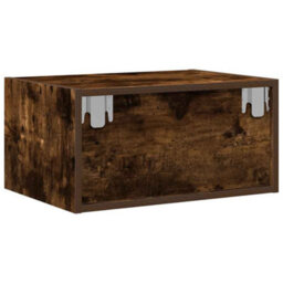 Berkfield Durable Wall-Mounted Bedside Cabinets With Led Lights 2 Pcs Smoked Oak - thumbnail 9