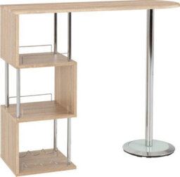 Seconique Charisma Home Drinks Cocktail Bar Table In Sonoma Oak Effect Finish And Chrome - thumbnail 3