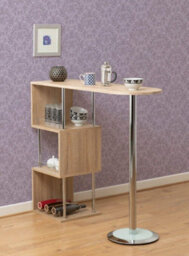 Seconique Charisma Home Drinks Cocktail Bar Table In Sonoma Oak Effect Finish And Chrome - thumbnail 2