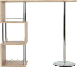 Seconique Charisma Home Drinks Cocktail Bar Table In Sonoma Oak Effect Finish And Chrome - thumbnail 4