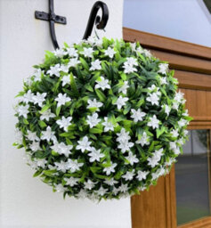 Best Artificial 38Cm White Lily Hanging Basket Flower Topiary Ball - Suitable For Outdoor Use - Weather & Fade Resistant - thumbnail 1