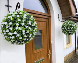 Best Artificial 38Cm White Lily Hanging Basket Flower Topiary Ball - Suitable For Outdoor Use - Weather & Fade Resistant - thumbnail 3