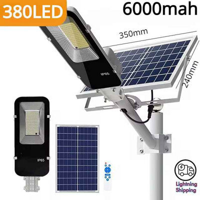 200W Solar Street Light Outdoor Waterproof 380 Led Dusk To Dawn With 6000Mah Battery - image 1