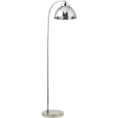 Loops 1440mm Floor Lamp - Bright Nickel & Mirrored Glass Contemporary Sleek - Standing Led Light Base & Shade - image 1