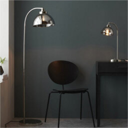 Loops 1440mm Floor Lamp - Bright Nickel & Mirrored Glass Contemporary Sleek - Standing Led Light Base & Shade - thumbnail 4