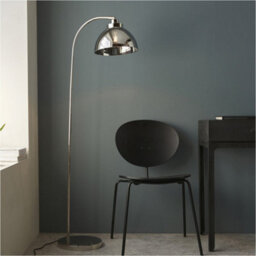 Loops 1440mm Floor Lamp - Bright Nickel & Mirrored Glass Contemporary Sleek - Standing Led Light Base & Shade - thumbnail 3